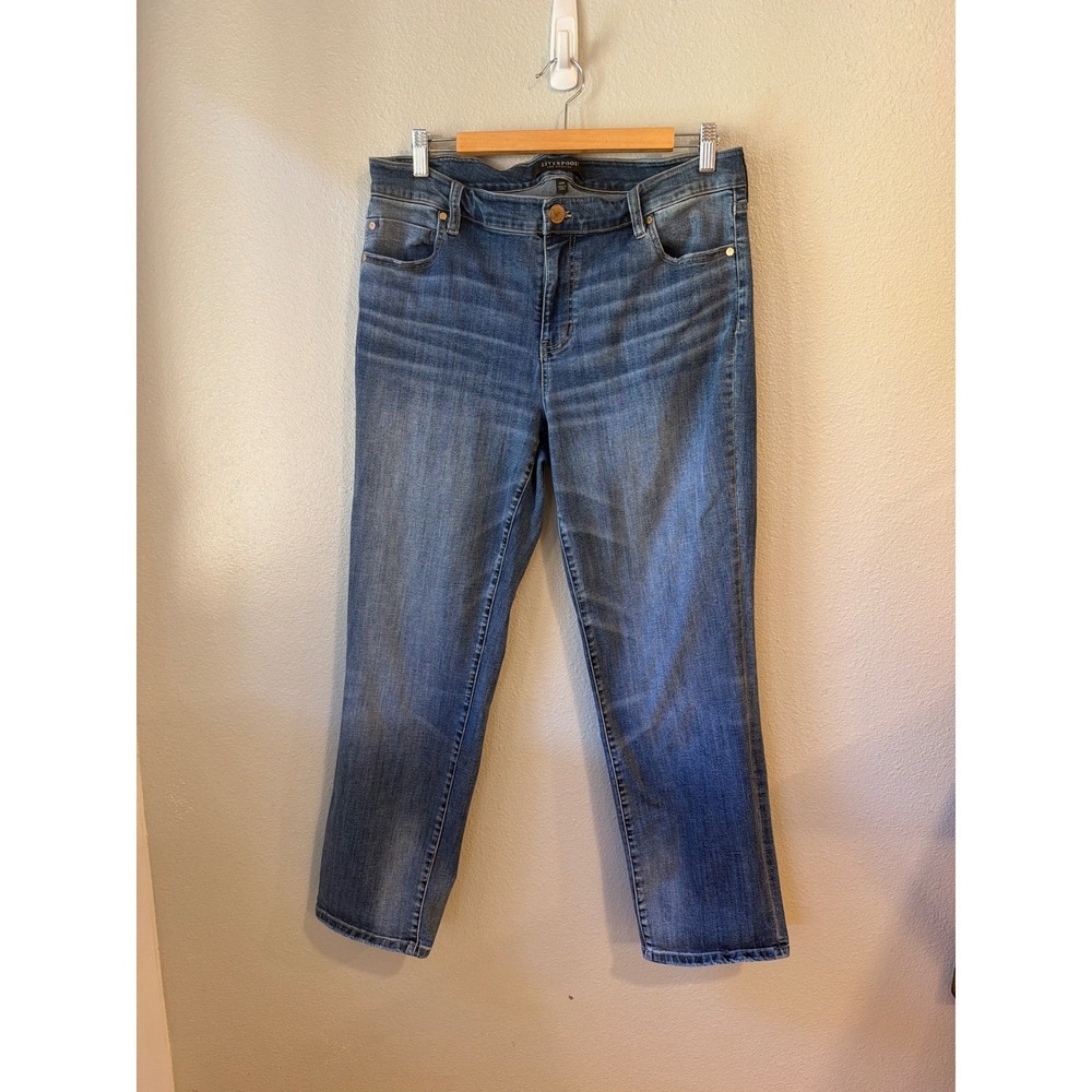 Liverpool Los Angeles Straight Leg Jeans Womens 14W Blue Medium Wash Denim